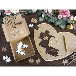 Kniha hostů dřevěná puzzle srdce